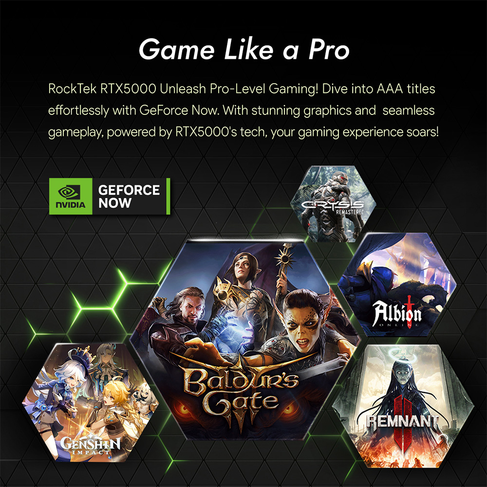 Gamestream Pro RTX5000 gaming console with a sleek black design, featuring high-performance hardware optimized for smooth gameplay and advanced graphics rendering.